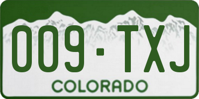 CO license plate 009TXJ