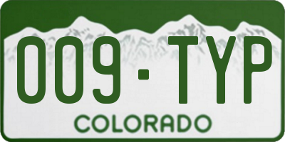 CO license plate 009TYP