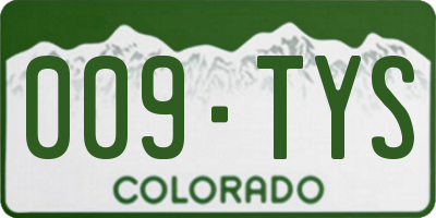 CO license plate 009TYS