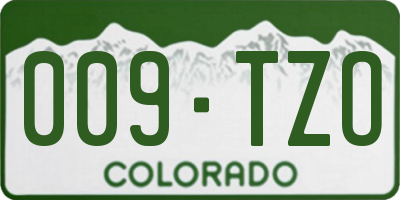 CO license plate 009TZO