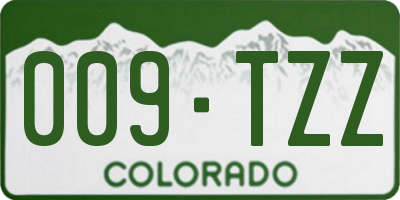 CO license plate 009TZZ