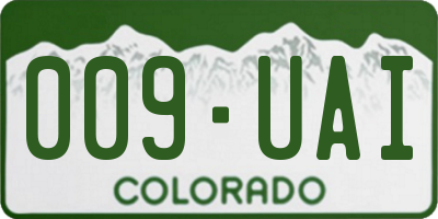 CO license plate 009UAI