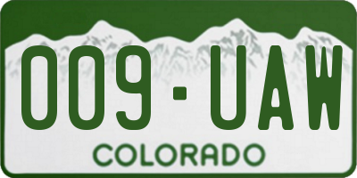 CO license plate 009UAW
