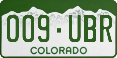 CO license plate 009UBR