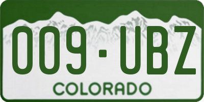 CO license plate 009UBZ
