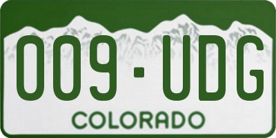 CO license plate 009UDG