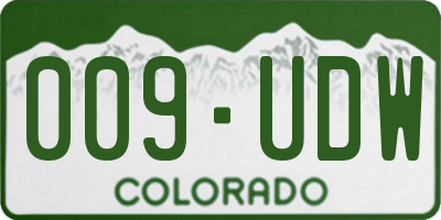 CO license plate 009UDW