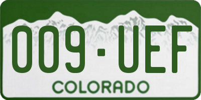 CO license plate 009UEF