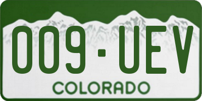 CO license plate 009UEV