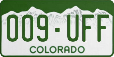 CO license plate 009UFF