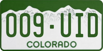 CO license plate 009UID