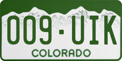 CO license plate 009UIK