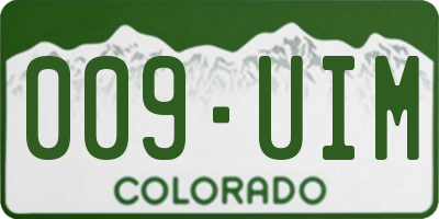 CO license plate 009UIM