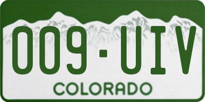 CO license plate 009UIV