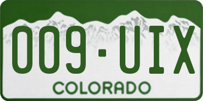 CO license plate 009UIX