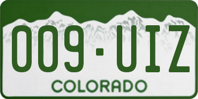 CO license plate 009UIZ