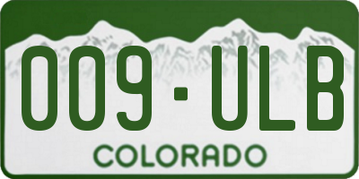 CO license plate 009ULB