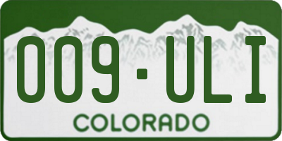 CO license plate 009ULI