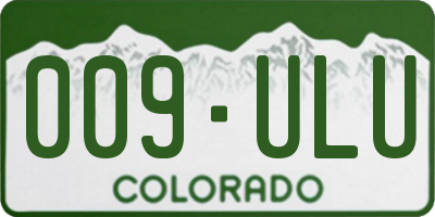 CO license plate 009ULU