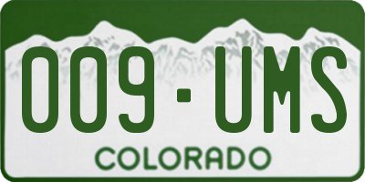 CO license plate 009UMS