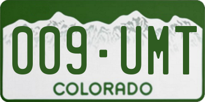 CO license plate 009UMT