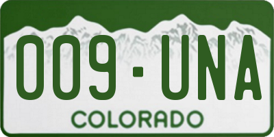 CO license plate 009UNA