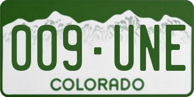 CO license plate 009UNE