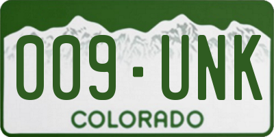 CO license plate 009UNK