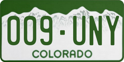 CO license plate 009UNY