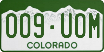CO license plate 009UOM