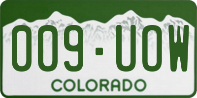 CO license plate 009UOW