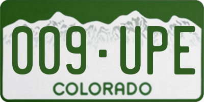 CO license plate 009UPE