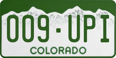 CO license plate 009UPI