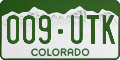 CO license plate 009UTK
