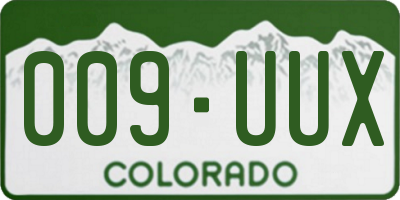 CO license plate 009UUX