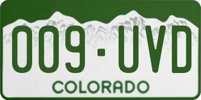 CO license plate 009UVD