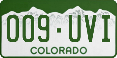 CO license plate 009UVI