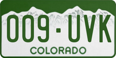 CO license plate 009UVK