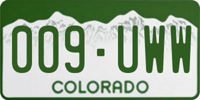 CO license plate 009UWW
