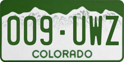 CO license plate 009UWZ