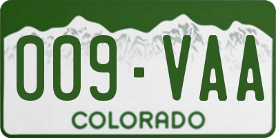 CO license plate 009VAA