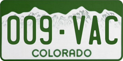 CO license plate 009VAC