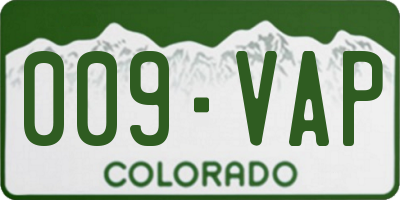 CO license plate 009VAP