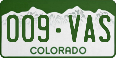 CO license plate 009VAS