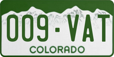 CO license plate 009VAT