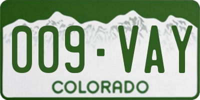 CO license plate 009VAY