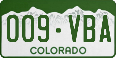 CO license plate 009VBA