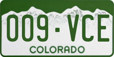 CO license plate 009VCE