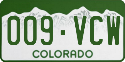 CO license plate 009VCW