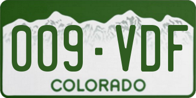 CO license plate 009VDF